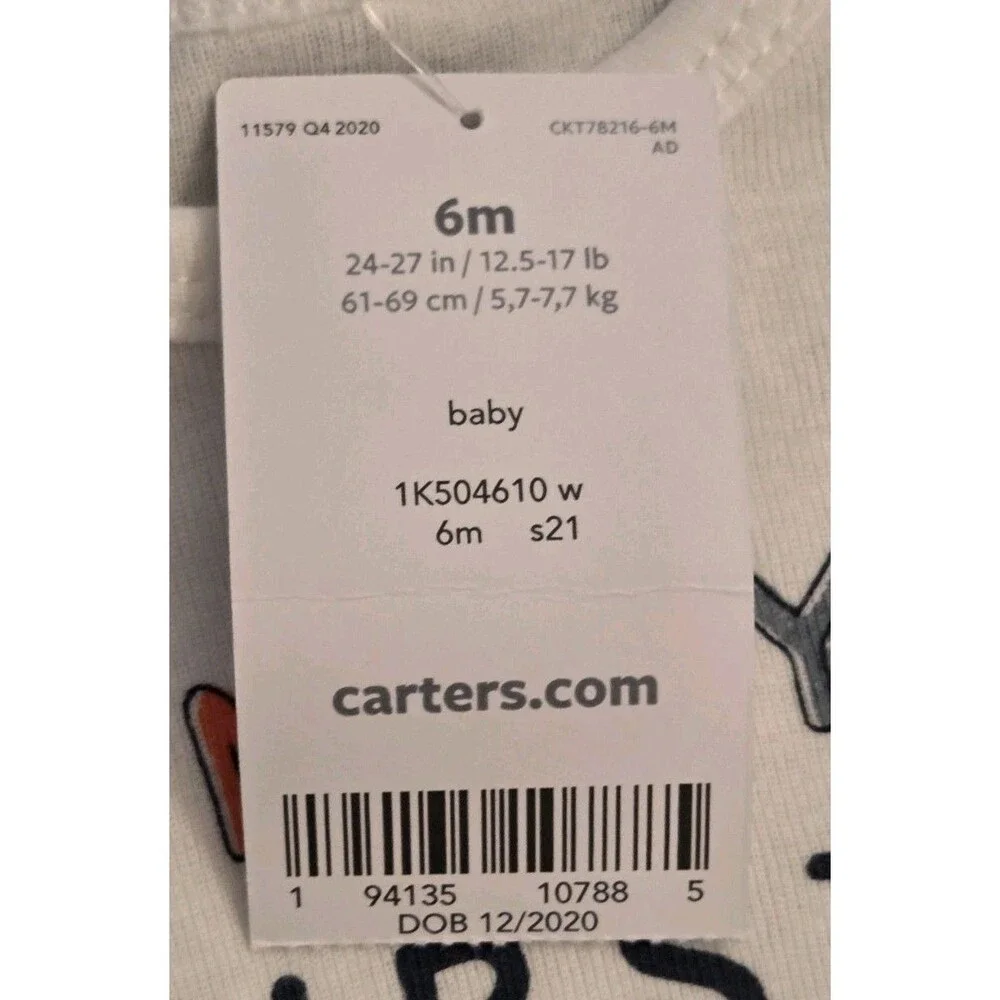 Carter's brand unisex baby bodysuit Baby's First Mother's & Father's Day - 6MO